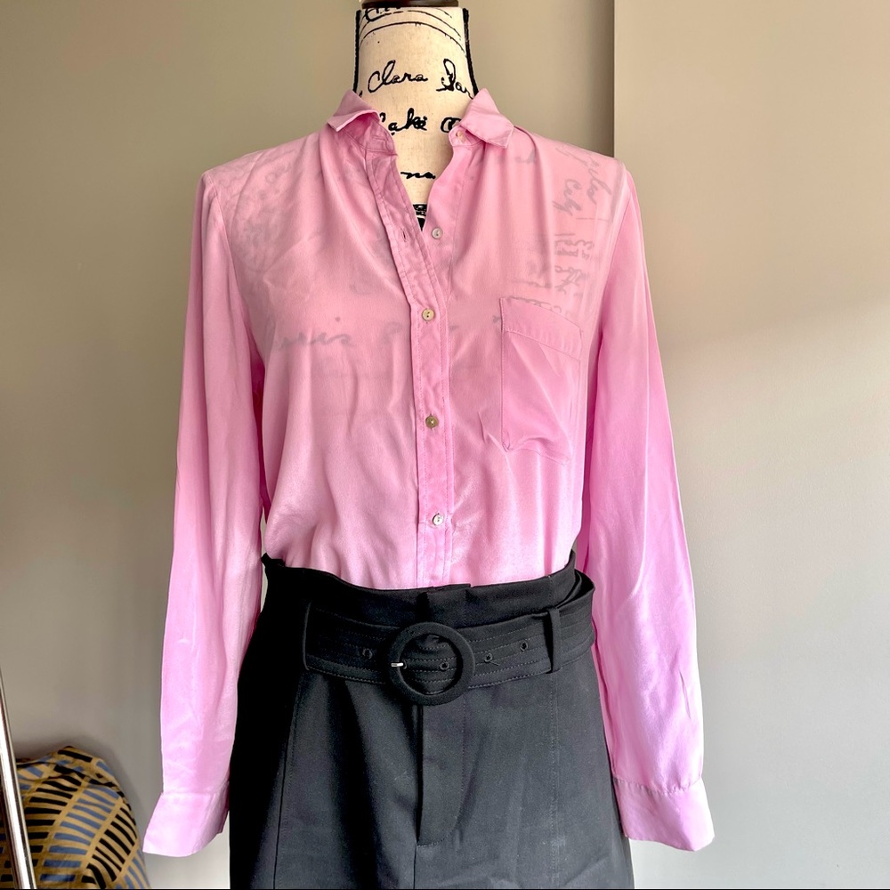 Zara silk button down shirt M rose